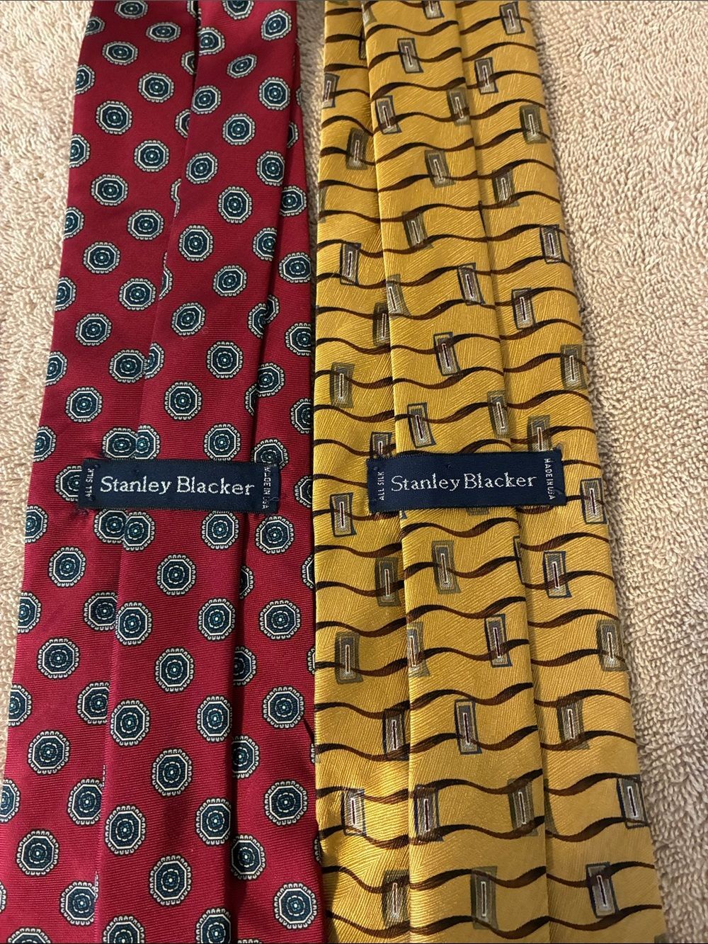 Stanley Blacker lot of 2‎ Red and Yellow Silk Tie Set